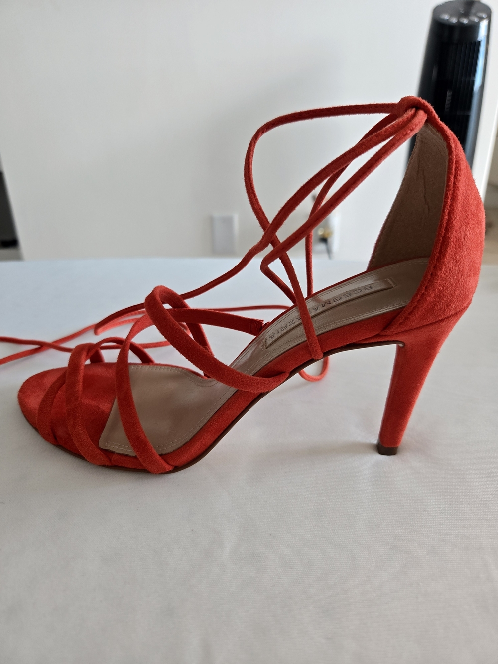 BCBGMaxAzria Orange Suede Lace-Up Stiletto Sandals 8